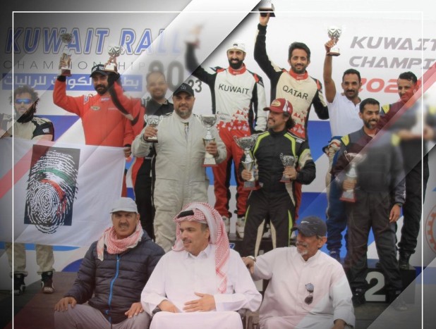 The contestant Mohammed Al-Dhafiri and Malaha Suleiman Al-Hilal are crowned in the Kuwait National Rally with second place